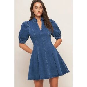 Denim Puff Sleeve Mini Dress